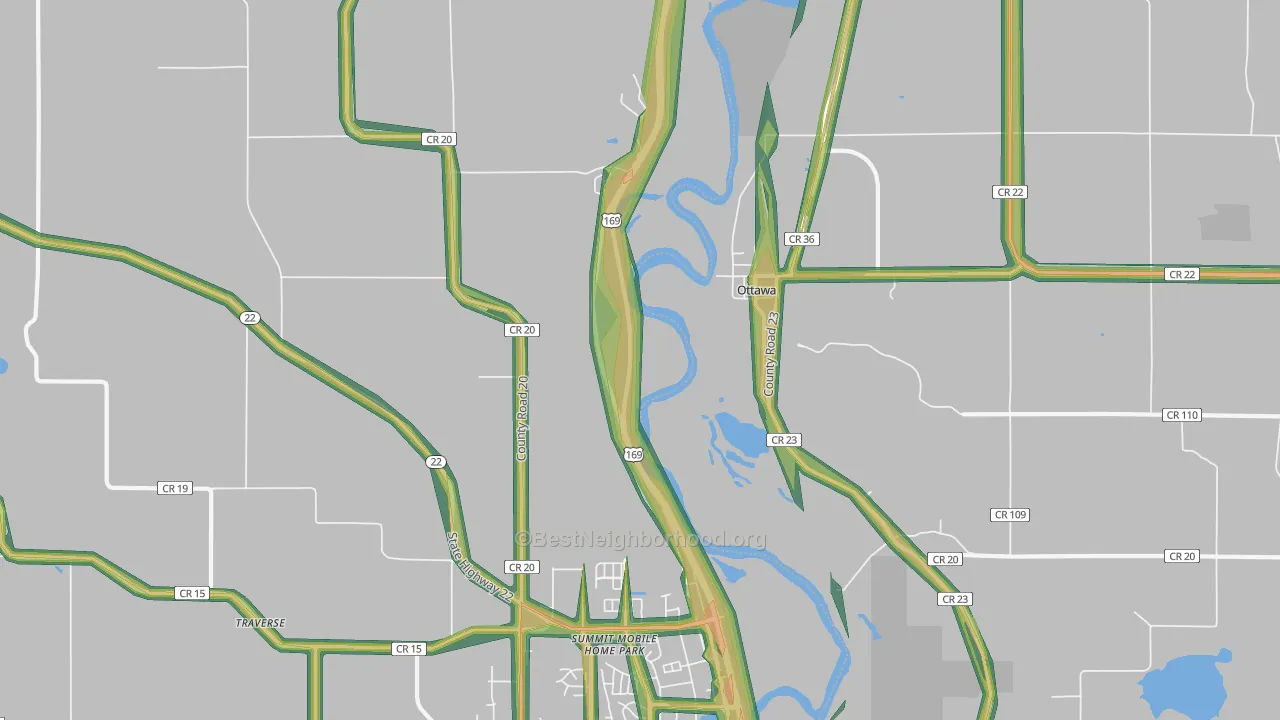 Ottawa, MN Map of Noise Levels in Ottawa