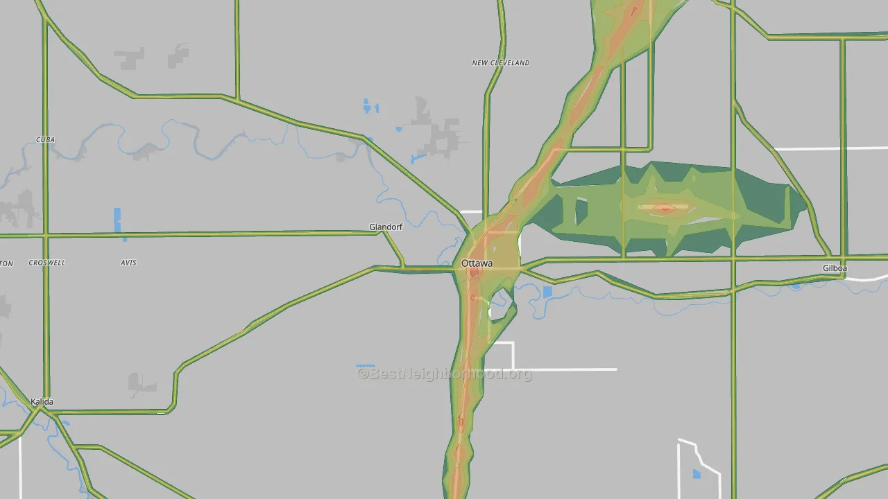 Ottawa, OH Map of Noise Levels in Ottawa