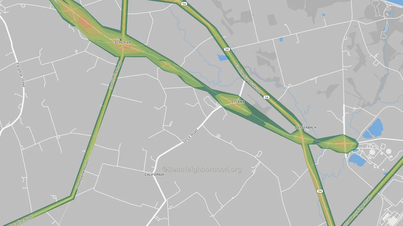 Ottawa, PA Map of Noise Levels in Ottawa