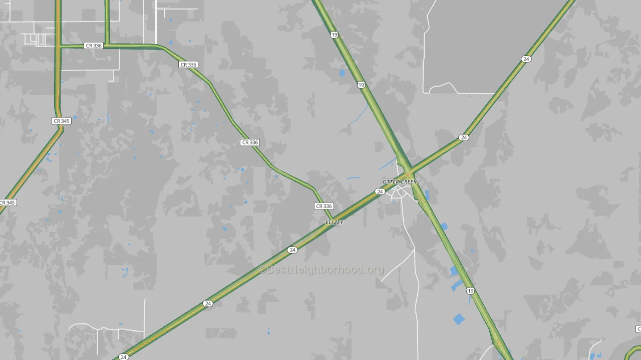 Otter Creek, FL Map of Noise Levels in Otter Creek