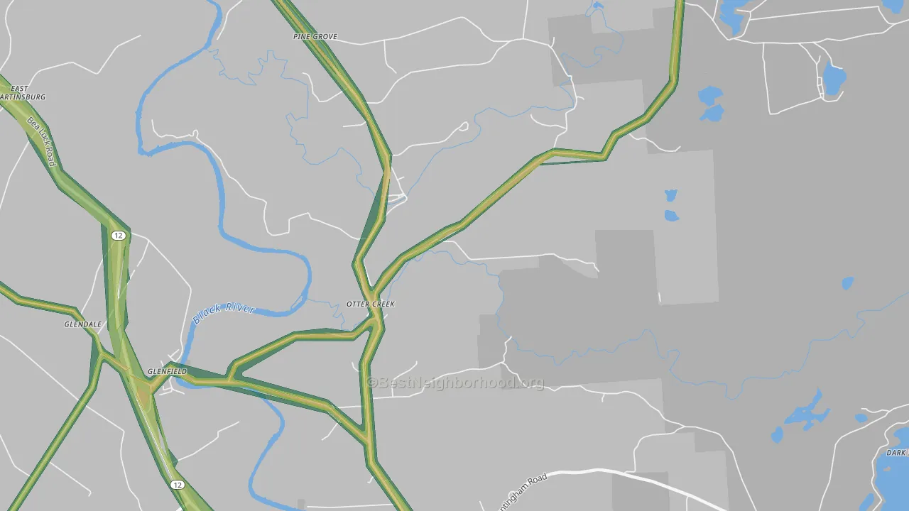 Otter Creek, NY Map of Noise Levels in Otter Creek