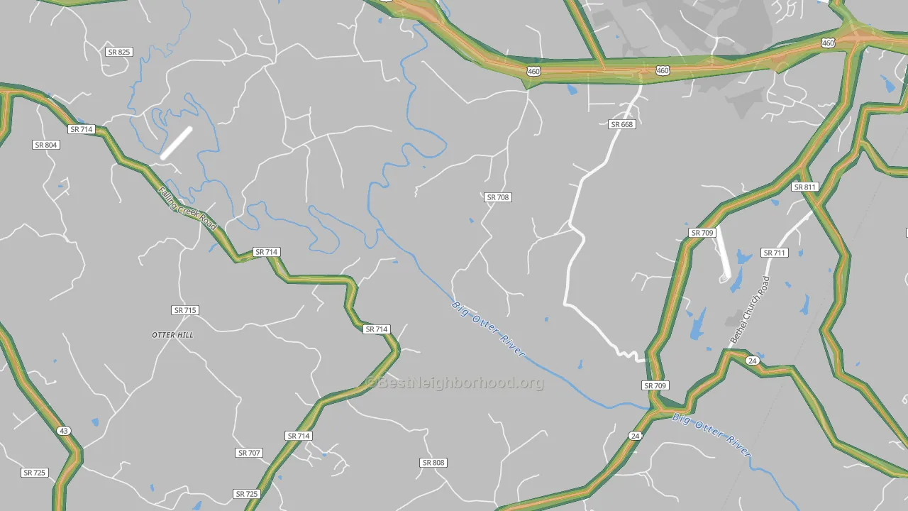 Otter Hill, VA Map of Noise Levels in Otter Hill