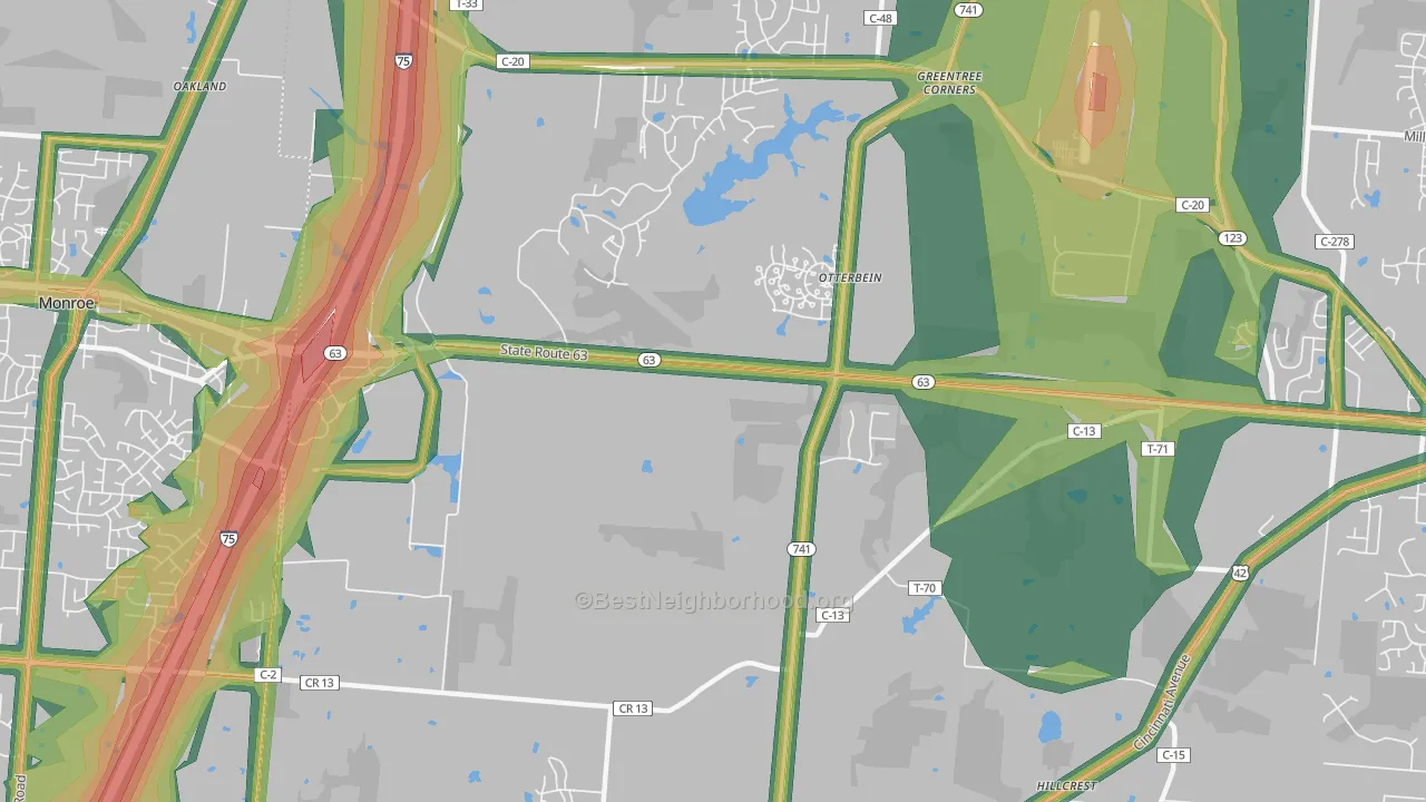 Otterbein, OH Map of Noise Levels in Otterbein