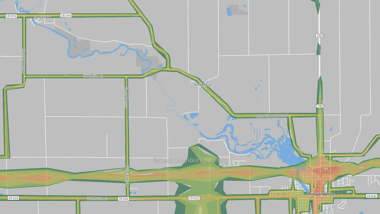 Otterville, IA Map of Noise Levels in Otterville