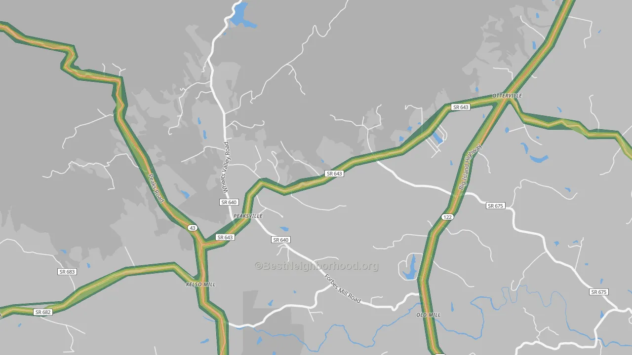 Otterville, VA Map of Noise Levels in Otterville