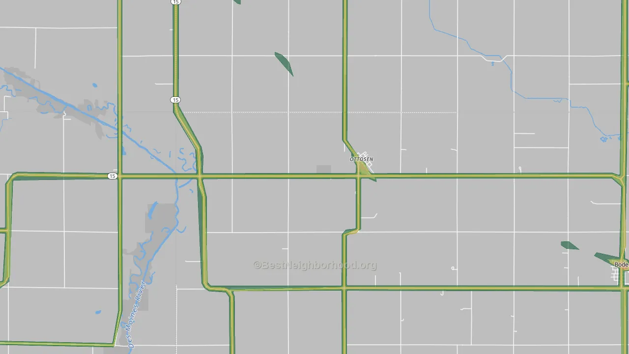 Ottosen, IA Map of Noise Levels in Ottosen