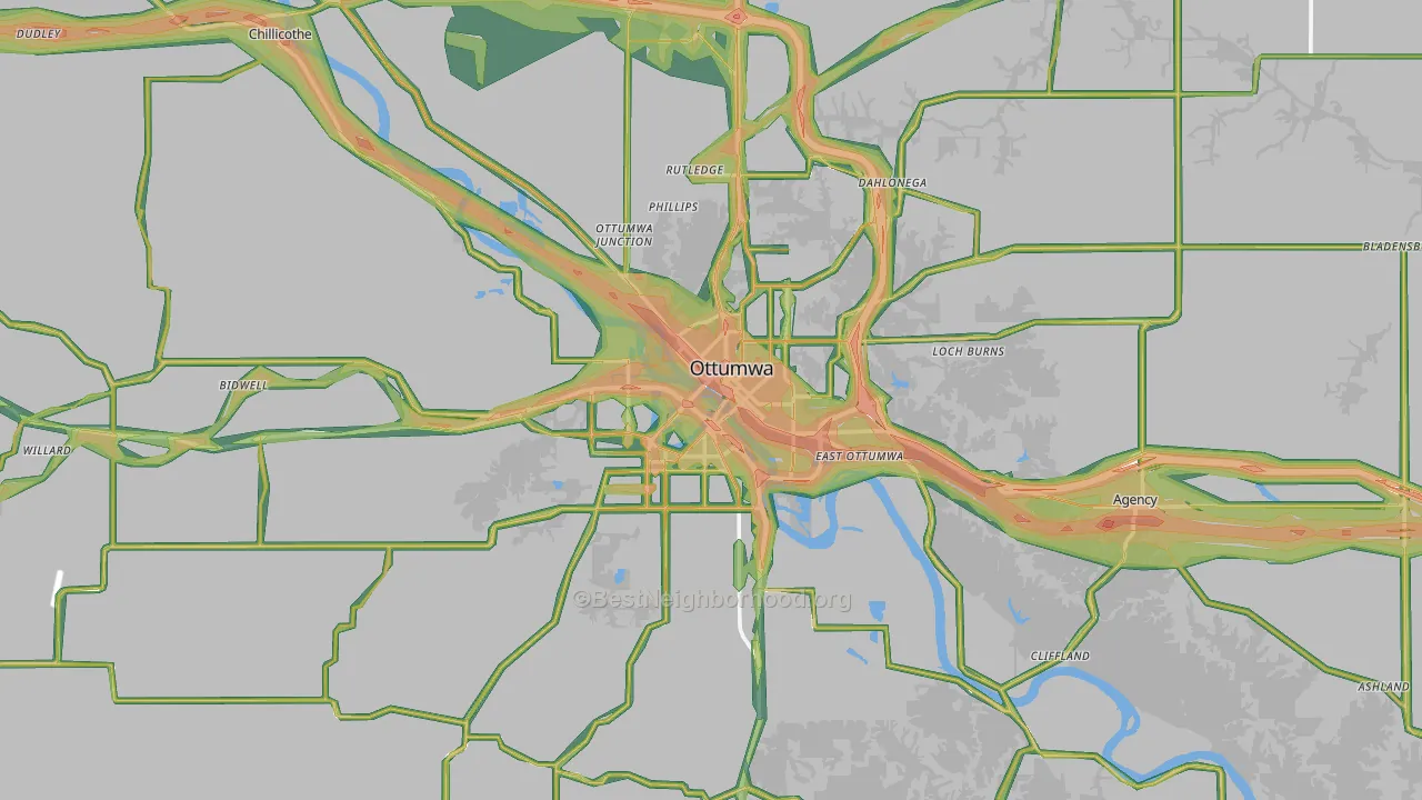 Ottumwa, IA Map of Noise Levels in Ottumwa