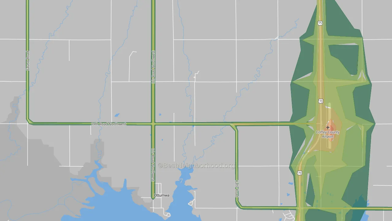 Ottumwa, KS Map of Noise Levels in Ottumwa