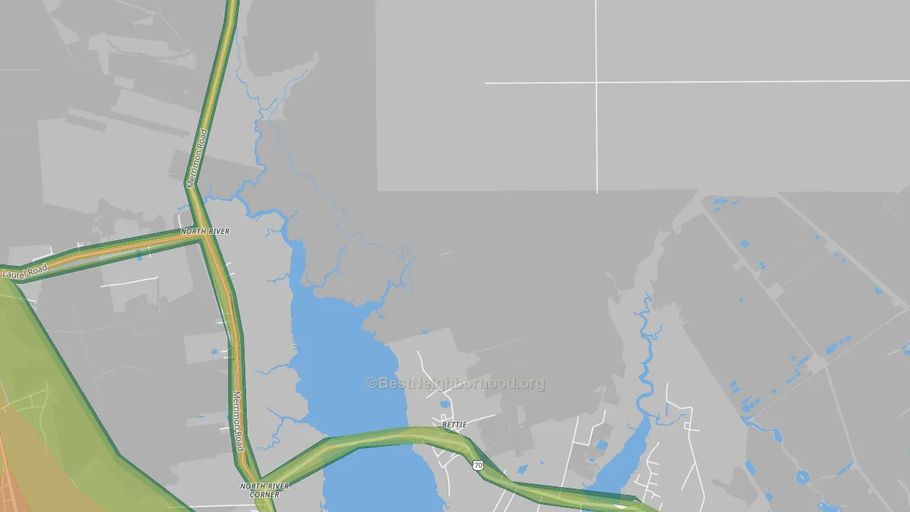 Otway, NC Map of Noise Levels in Otway