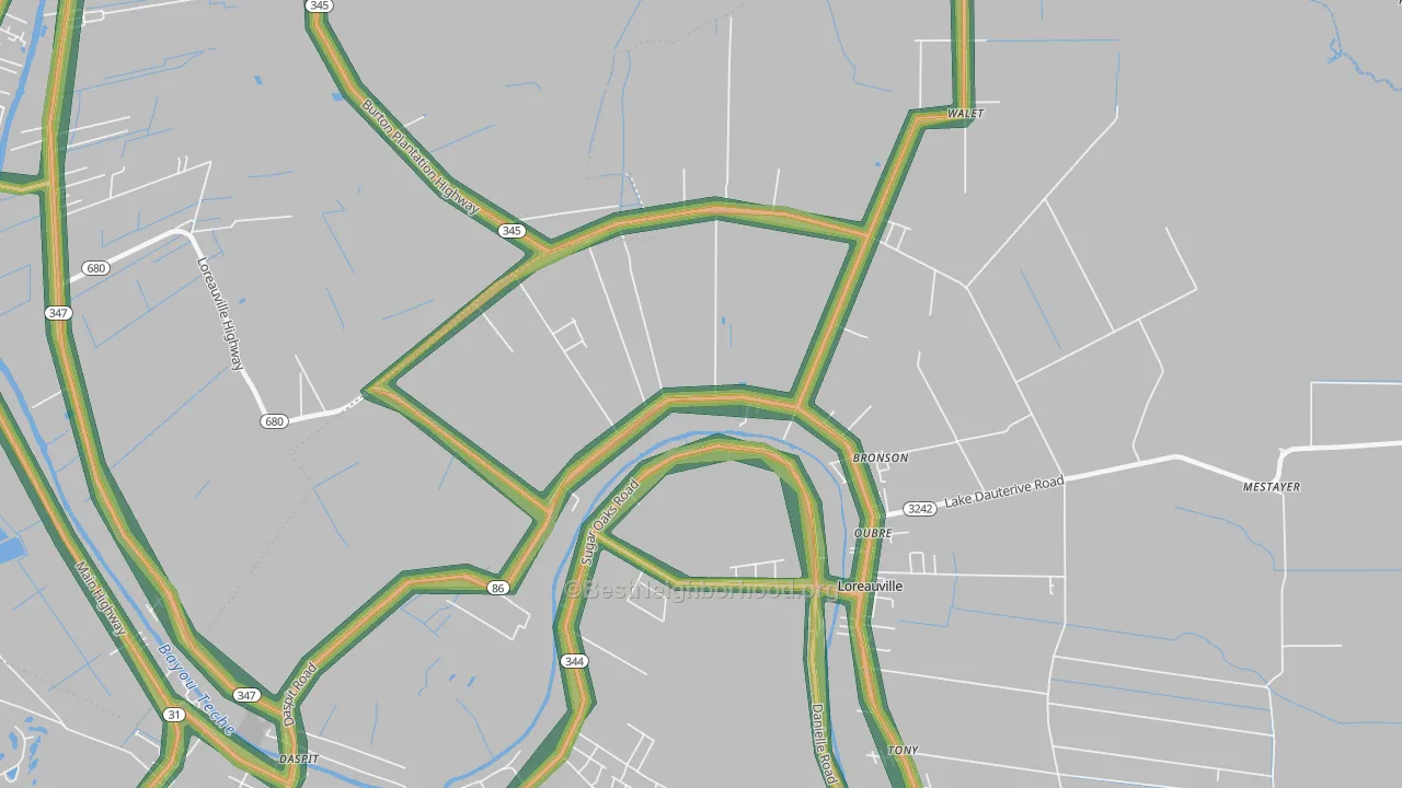 Oubre, LA Map of Noise Levels in Oubre