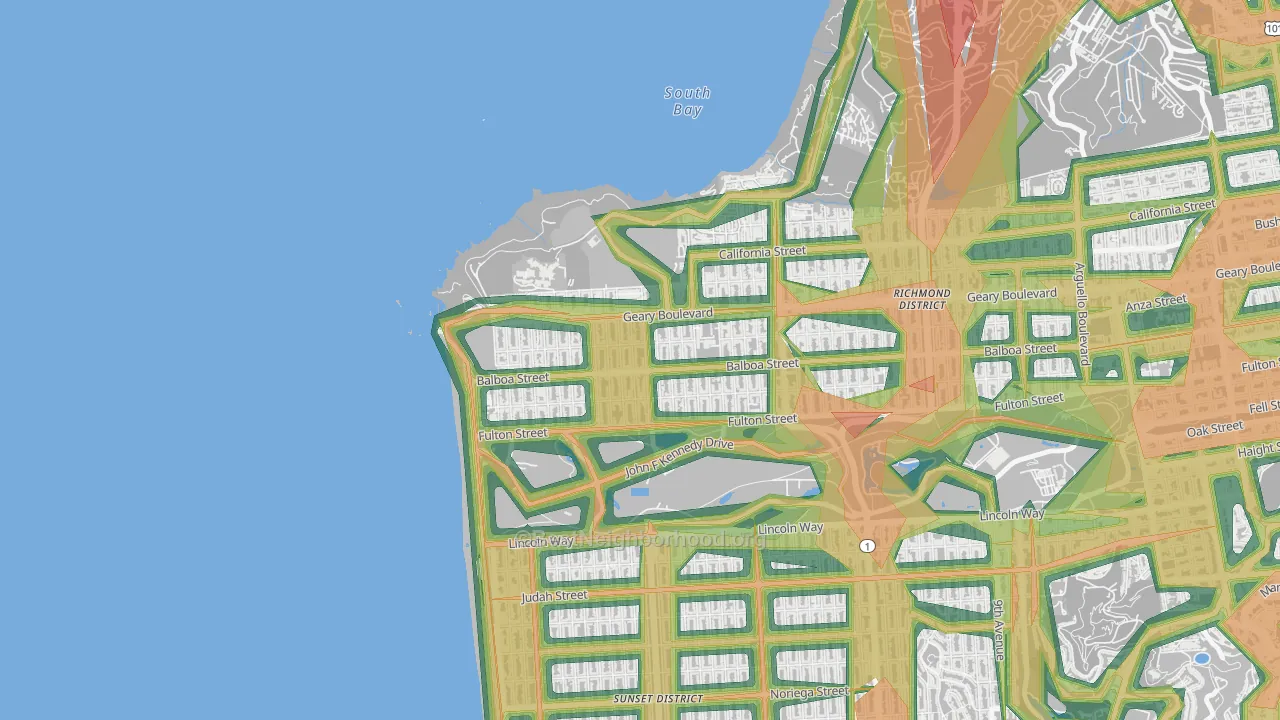 Outer Richmond, San Francisco, CA Map of Noise Levels in Outer Richmond