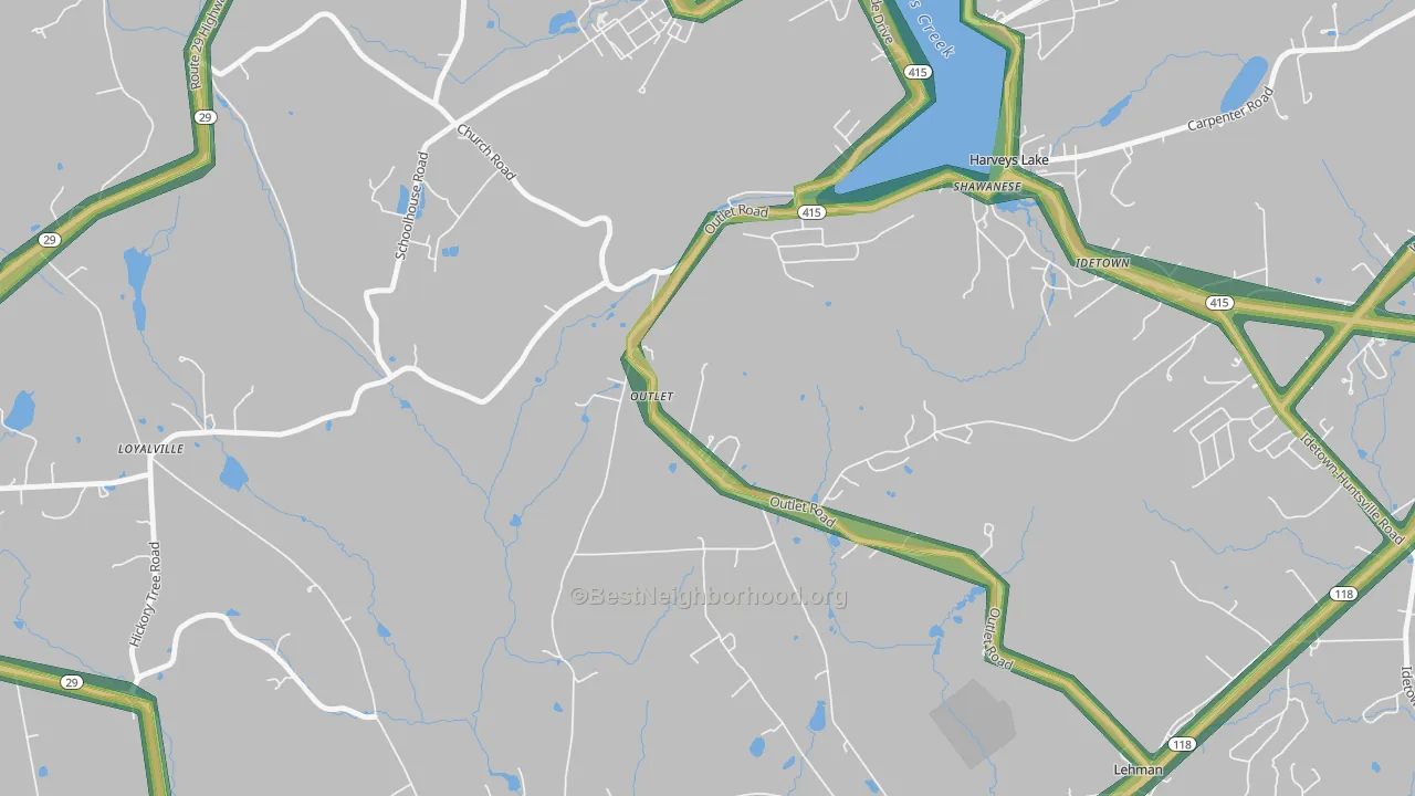 Outlet, PA Map of Noise Levels in Outlet