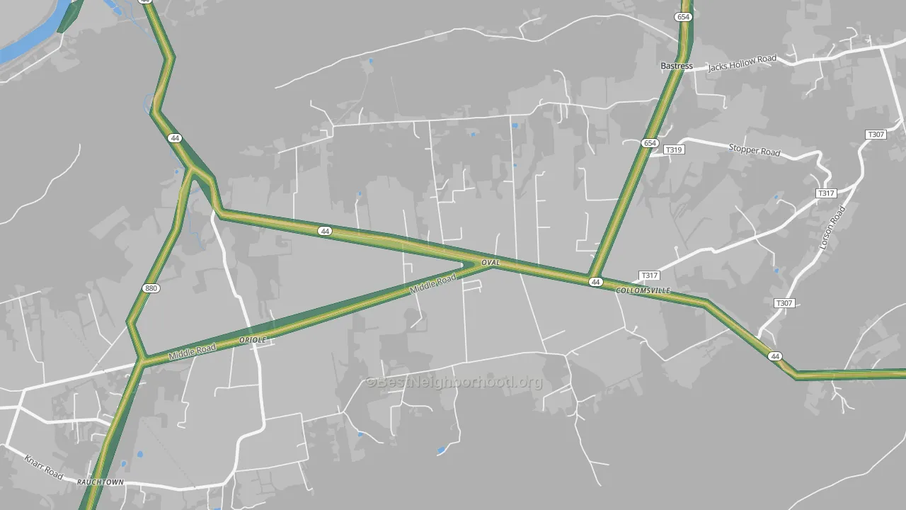 Oval, PA Map of Noise Levels in Oval