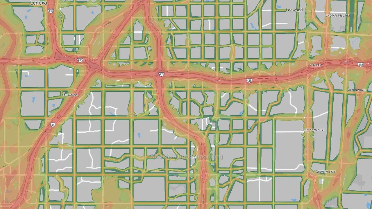 Overland Park, KS Map of Noise Levels in Overland Park