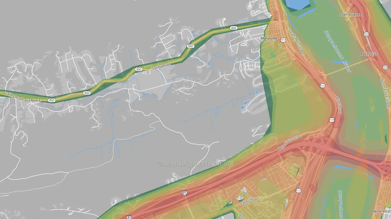 Overview, PA Map of Noise Levels in Overview