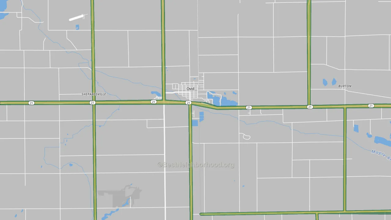 Ovid, MI Map of Noise Levels in Ovid