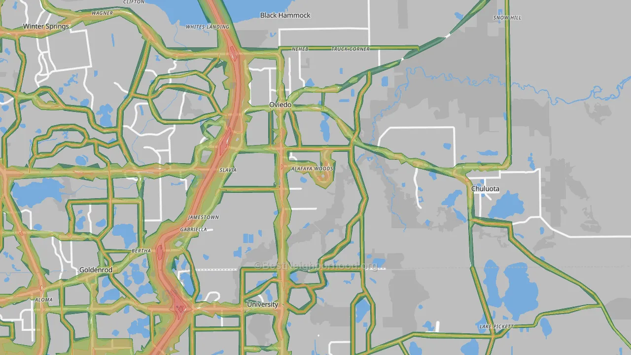 Oviedo, FL Map of Noise Levels in Oviedo