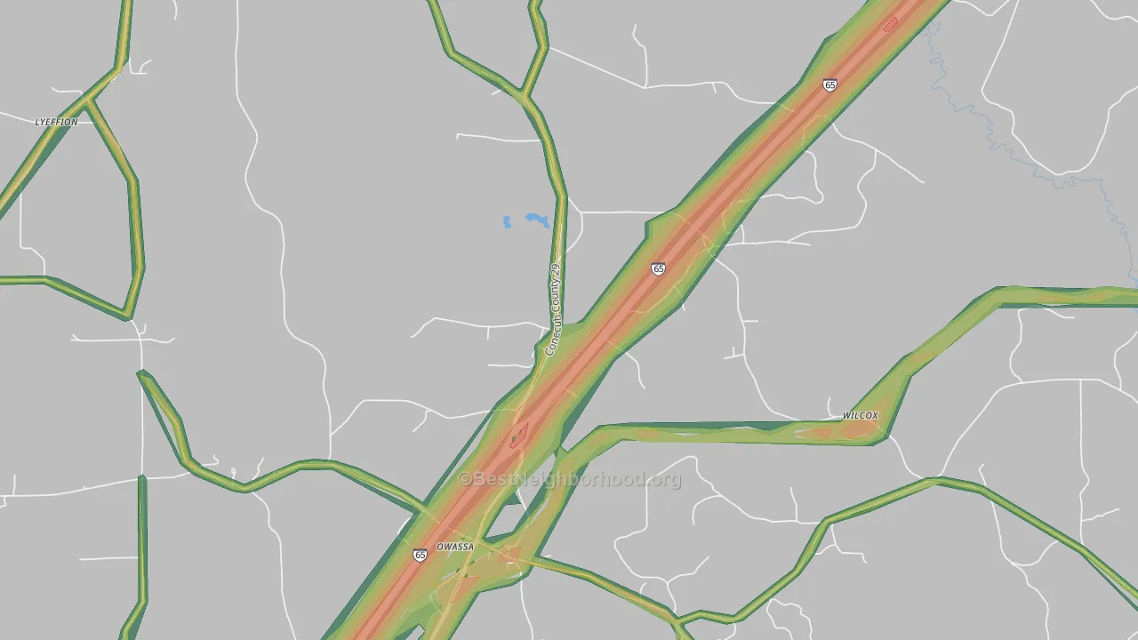 Owassa, AL Map of Noise Levels in Owassa