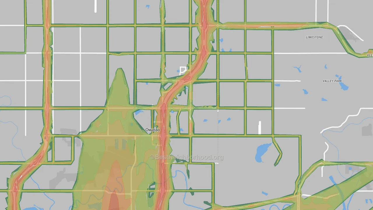 Owasso, OK Map of Noise Levels in Owasso