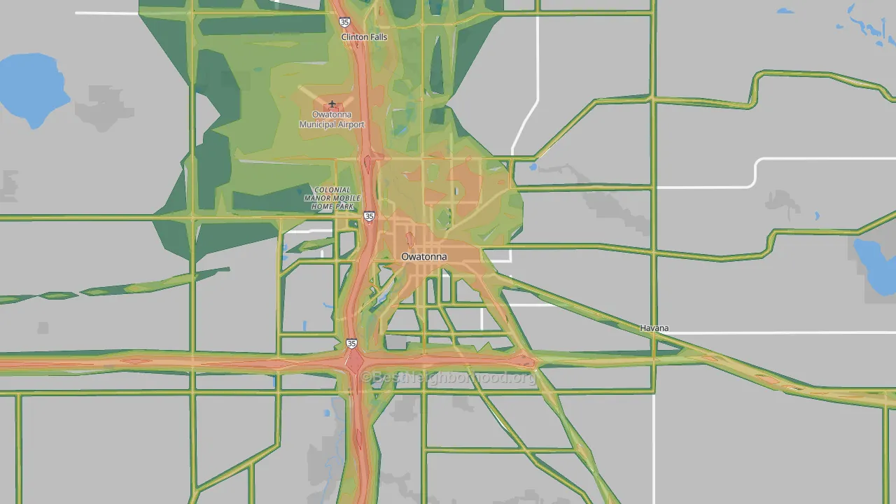 Owatonna, MN Map of Noise Levels in Owatonna