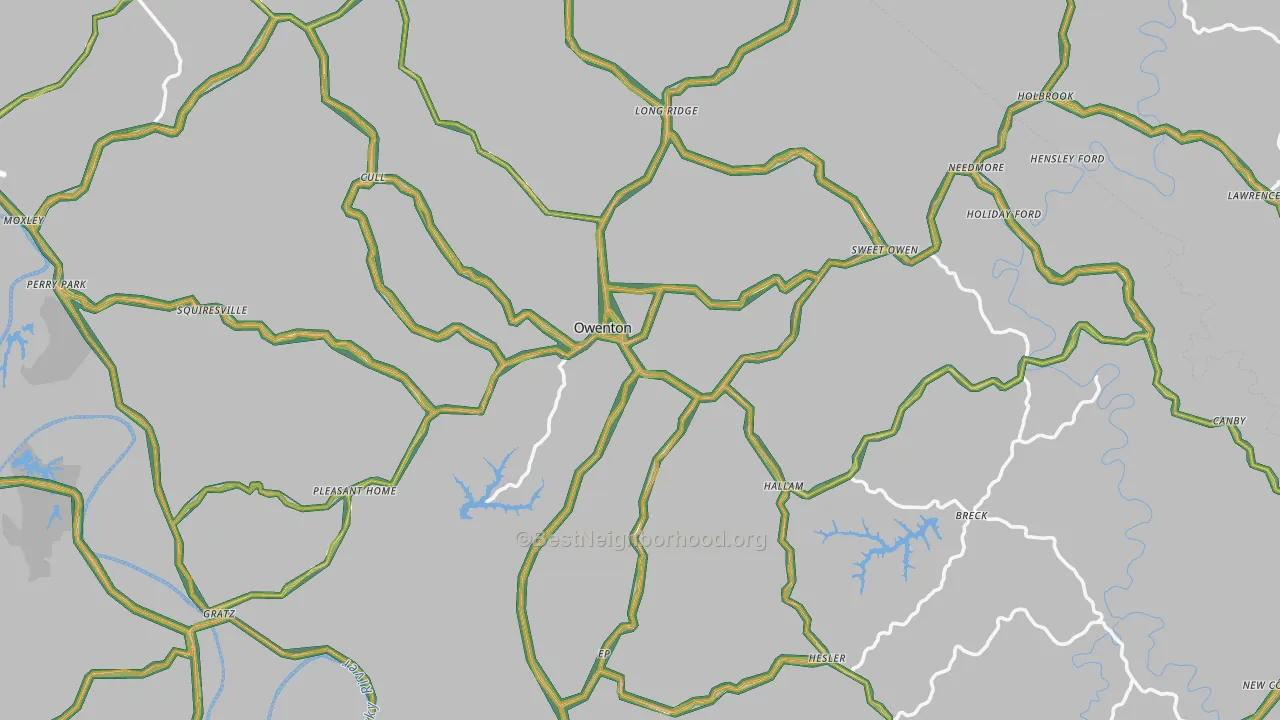 Owen County, KY Map of Noise Levels in Owen County