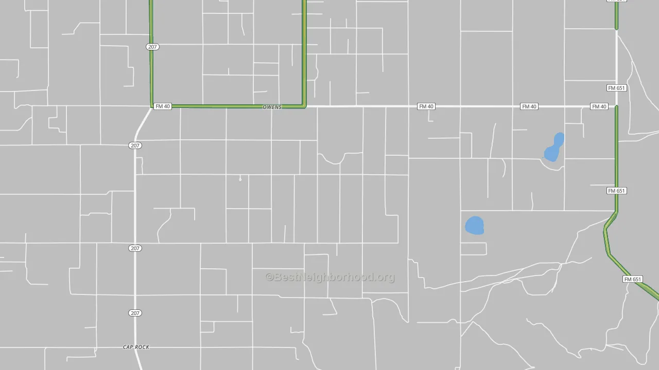 Owens, TX Map of Noise Levels in Owens