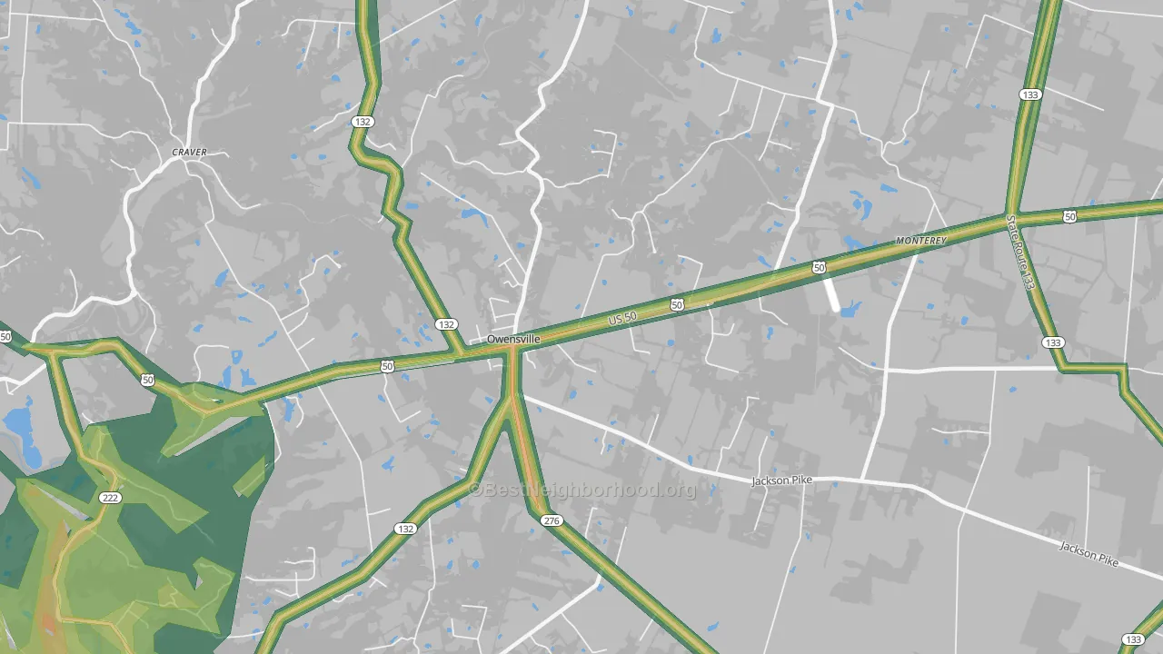 Owensville, OH Map of Noise Levels in Owensville