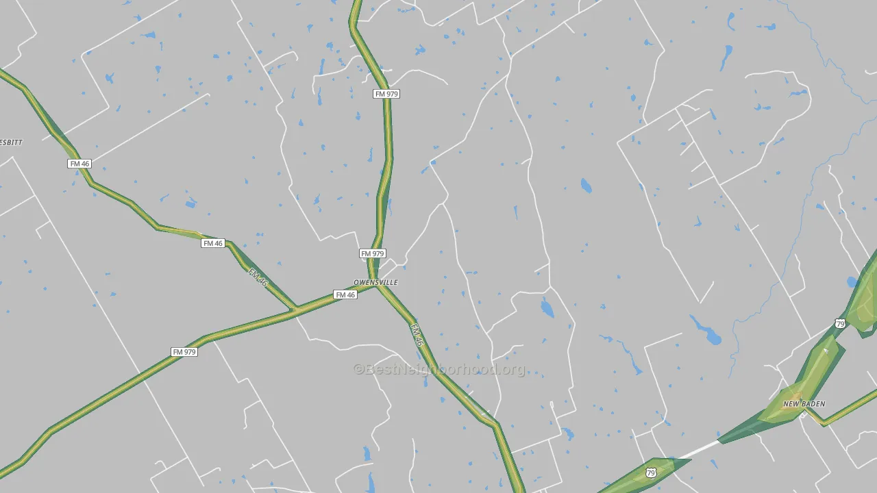 Owensville, TX Map of Noise Levels in Owensville