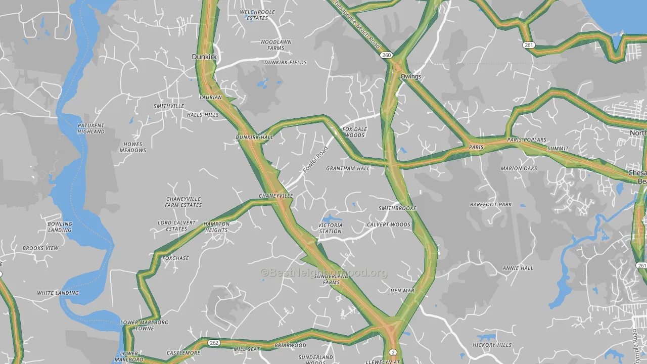 Owings, MD Map of Noise Levels in Owings