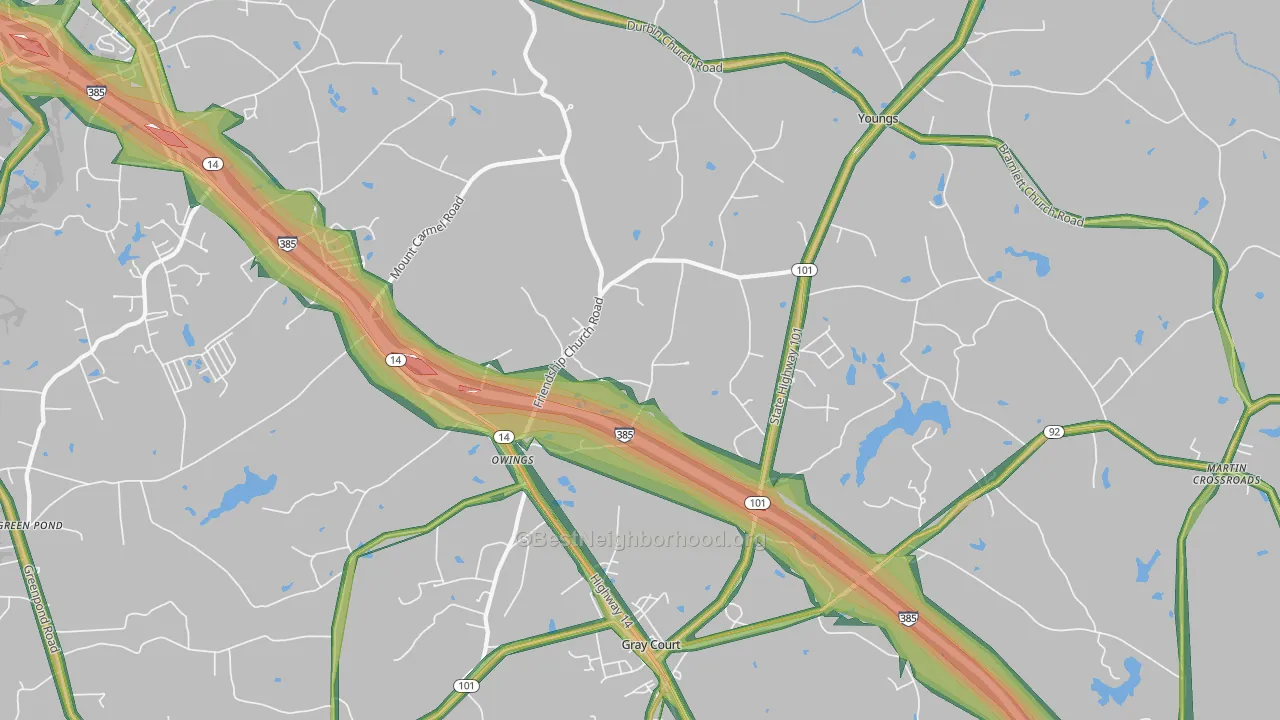 Owings, SC Map of Noise Levels in Owings