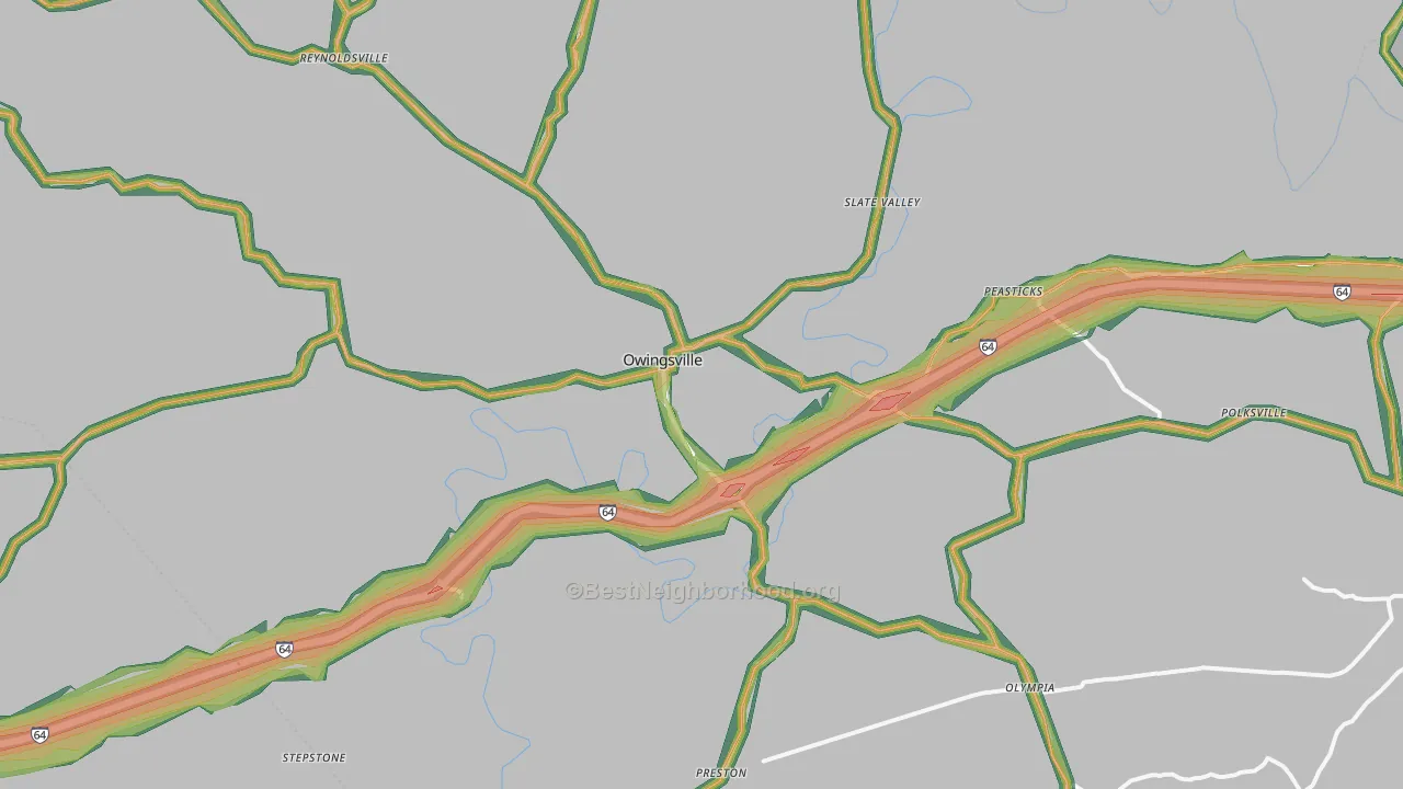 Owingsville, KY Map of Noise Levels in Owingsville