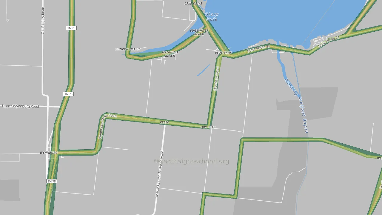 Owl City, TN Map of Noise Levels in Owl City