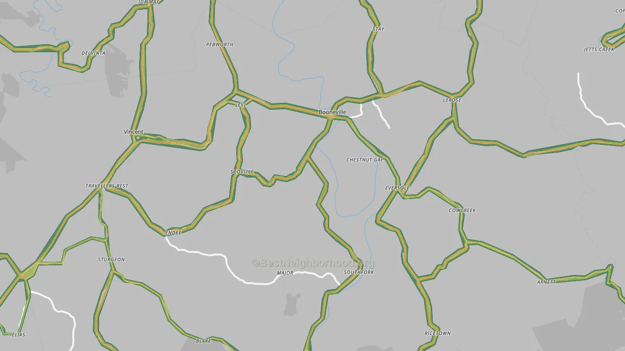 Owsley County, KY Map of Noise Levels in Owsley County