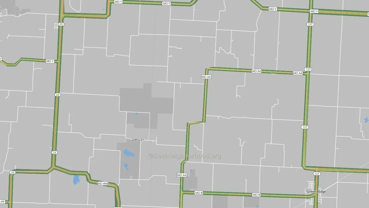 Owsley, MO Map of Noise Levels in Owsley
