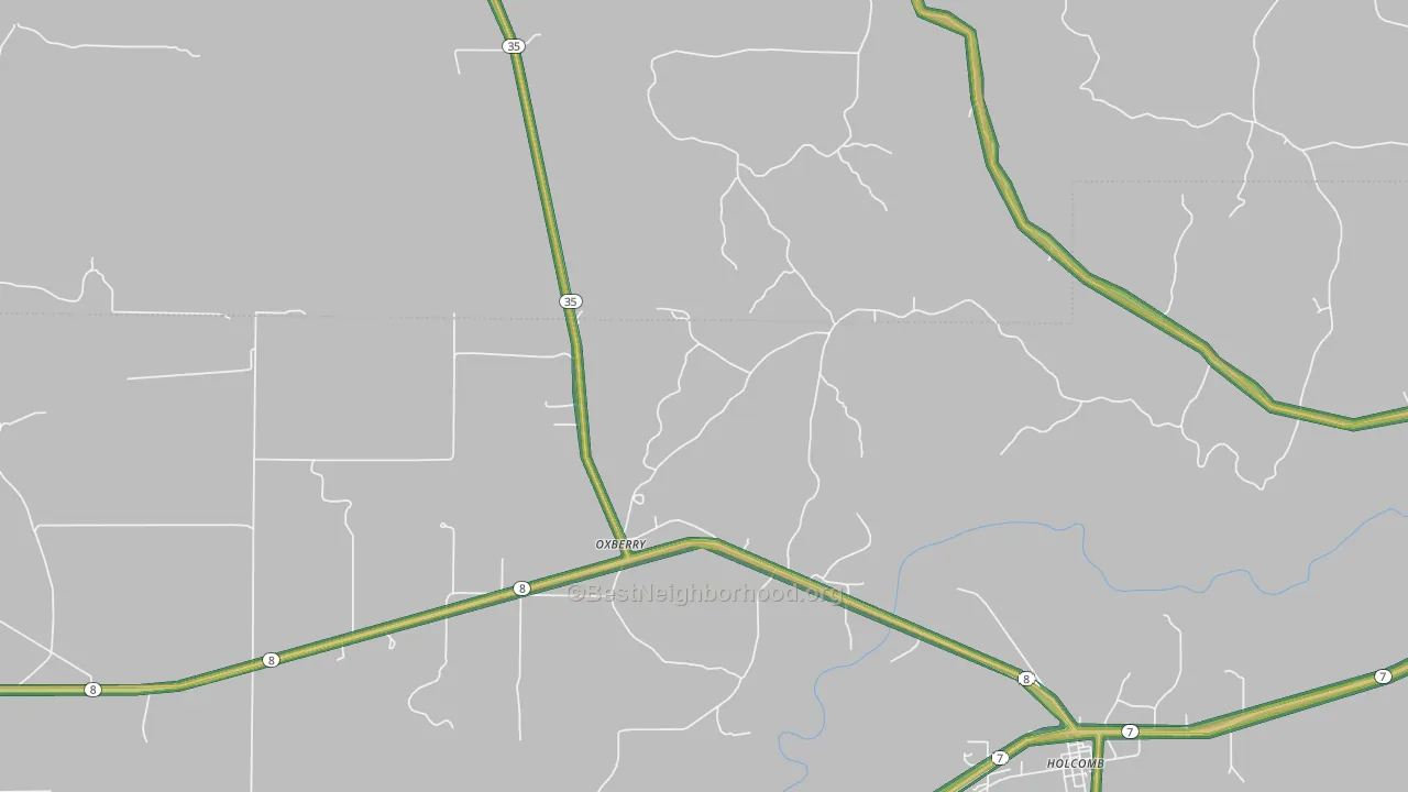 Oxberry, MS Map of Noise Levels in Oxberry