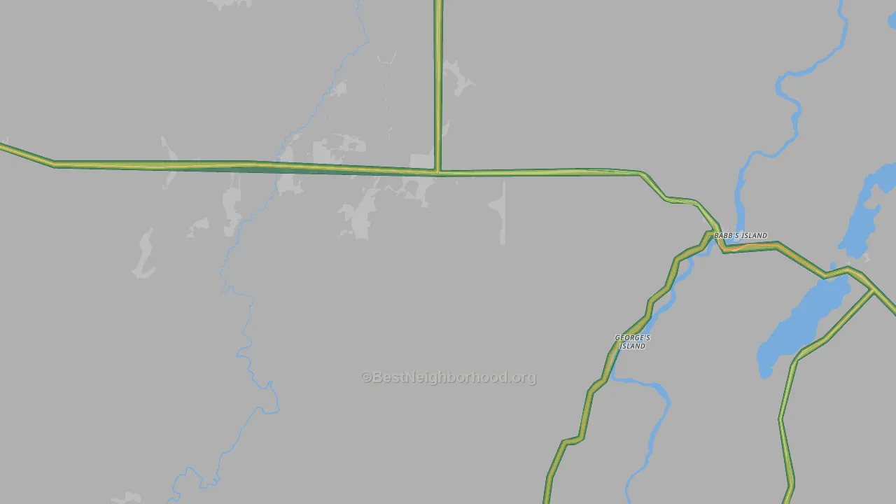 Oxbo, WI Map of Noise Levels in Oxbo