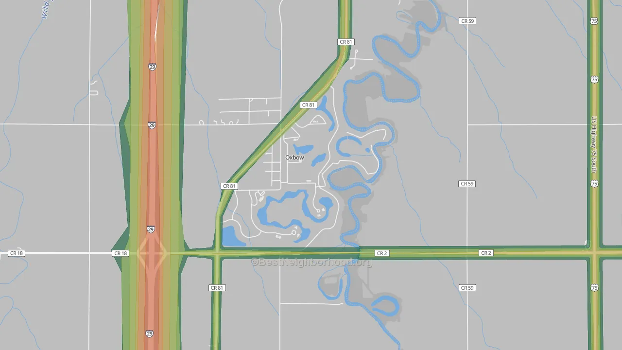 Oxbow, ND Map of Noise Levels in Oxbow