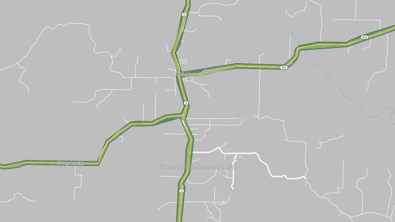 Oxford, AR Map of Noise Levels in Oxford