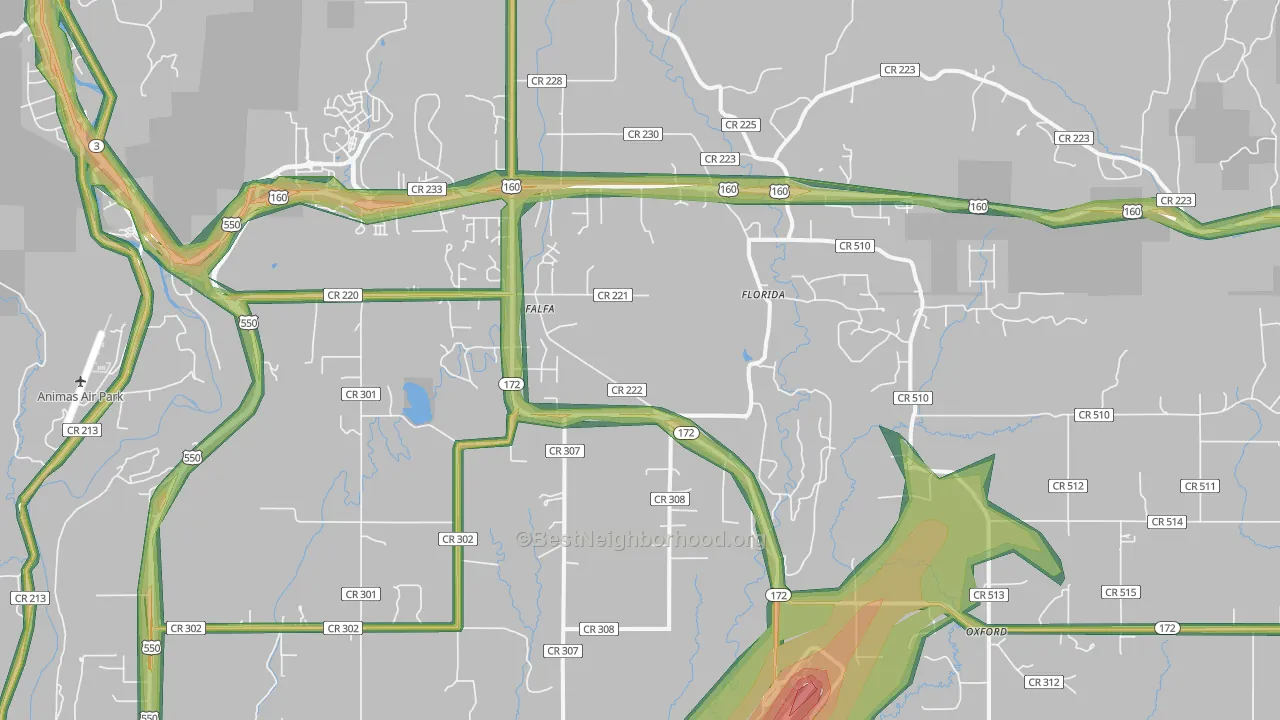 Oxford, CO Map of Noise Levels in Oxford