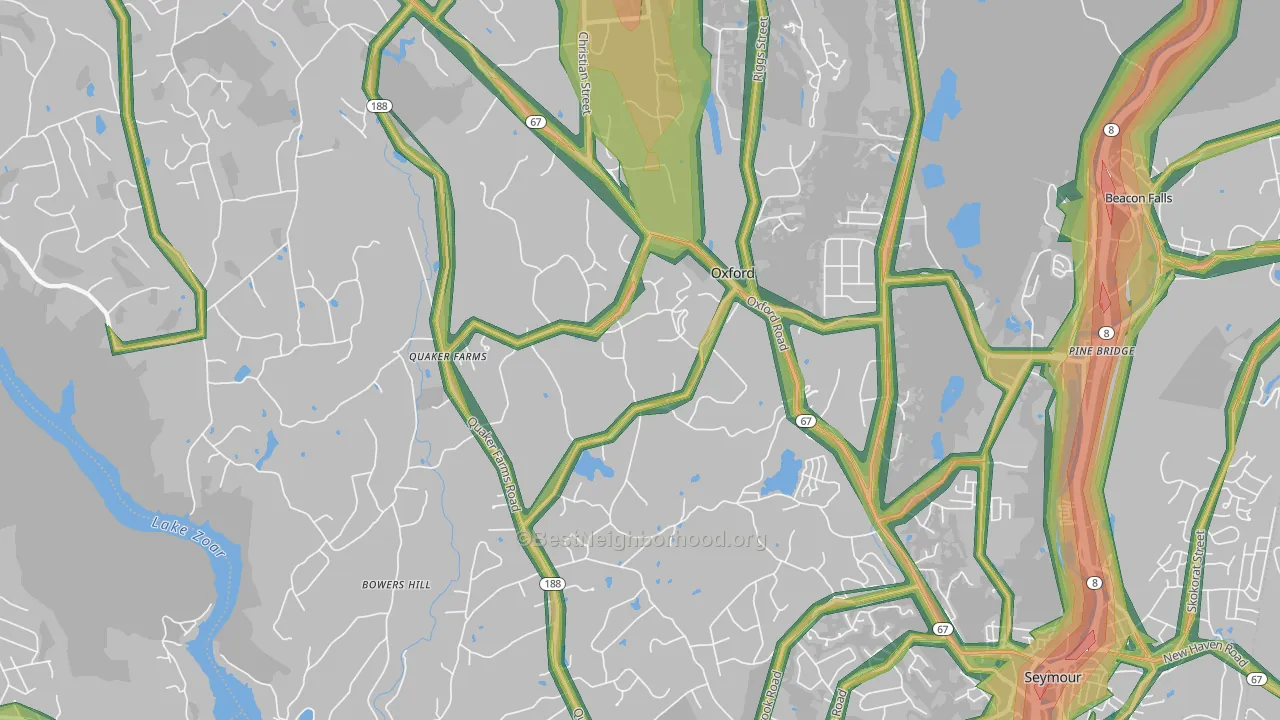 Oxford, CT Map of Noise Levels in Oxford