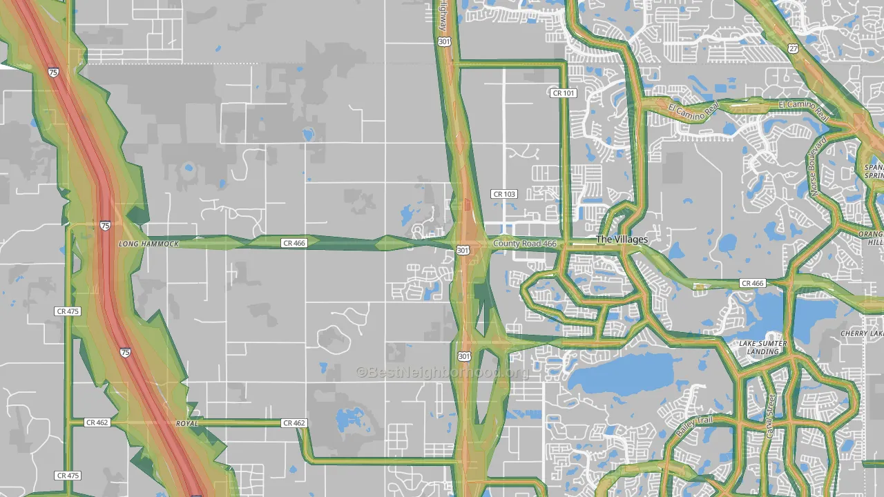 Oxford, FL Map of Noise Levels in Oxford