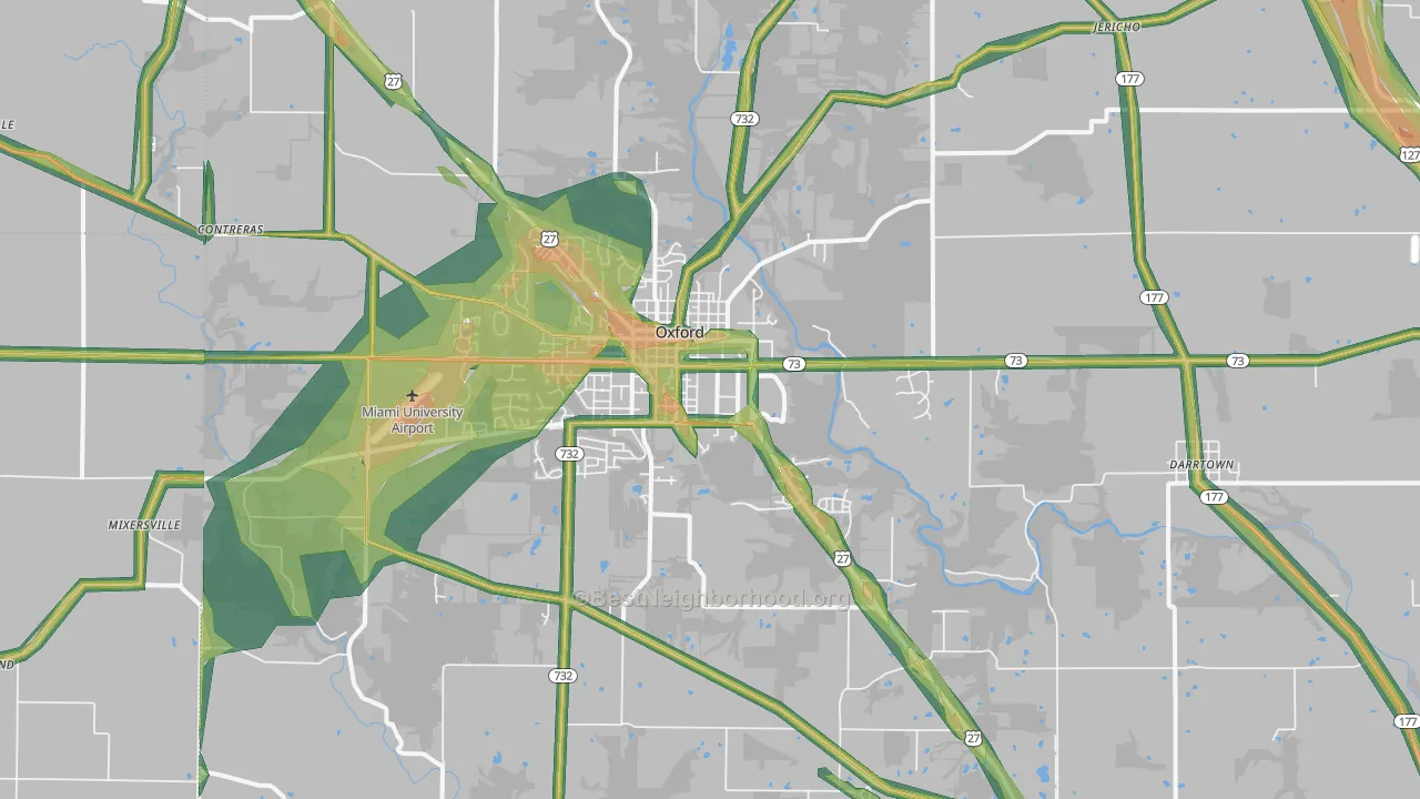 Oxford, OH Map of Noise Levels in Oxford