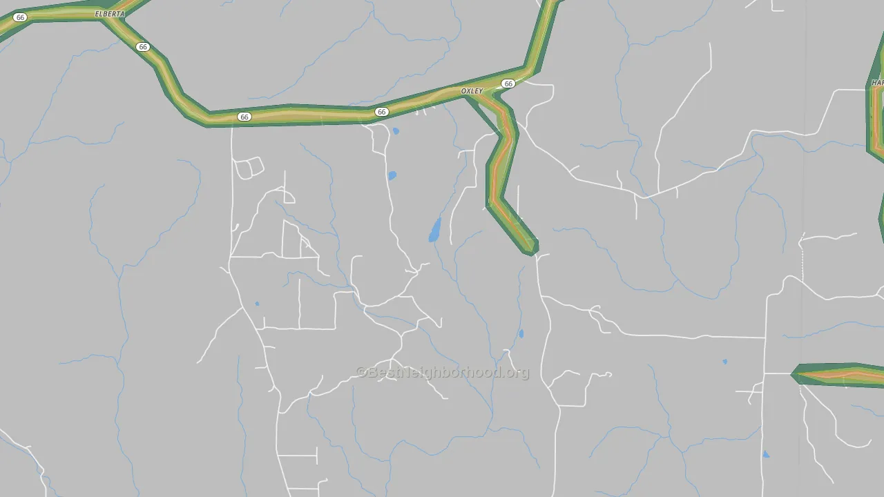 Oxley, AR Map of Noise Levels in Oxley