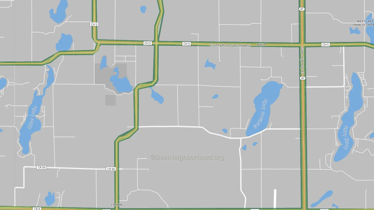 Oxlip, MN Map of Noise Levels in Oxlip