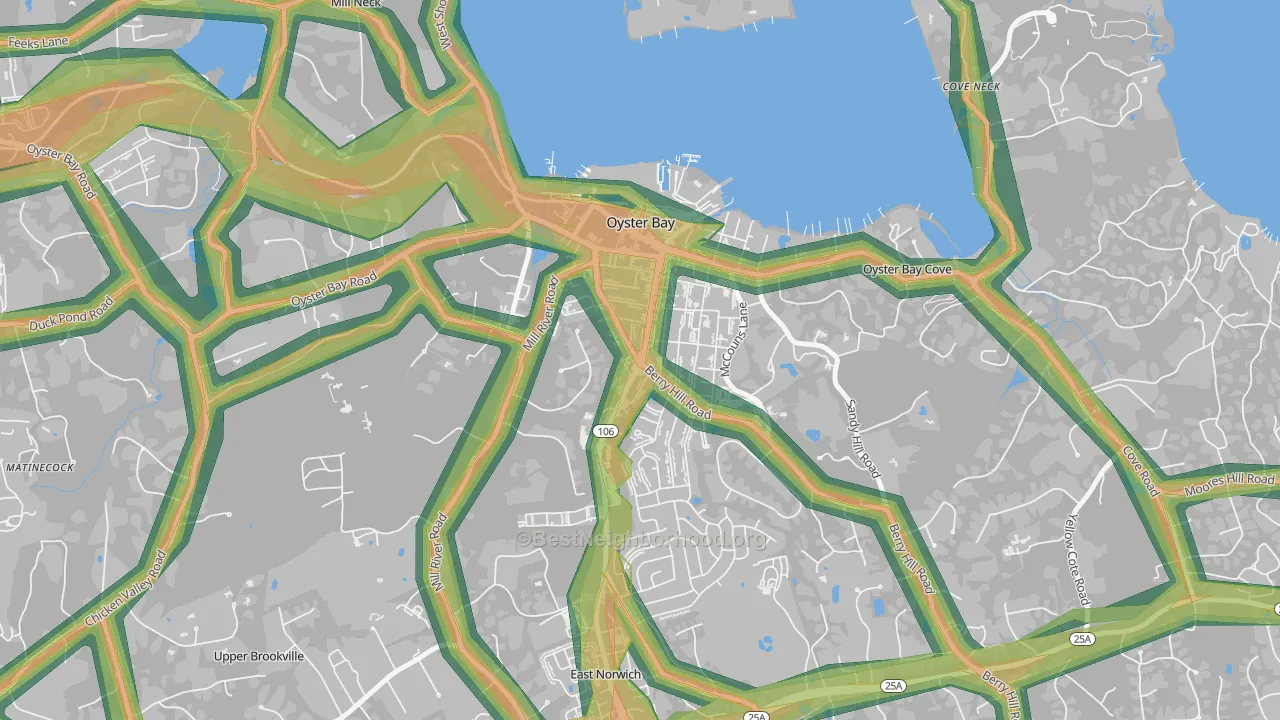 Oyster Bay, NY Map of Noise Levels in Oyster Bay