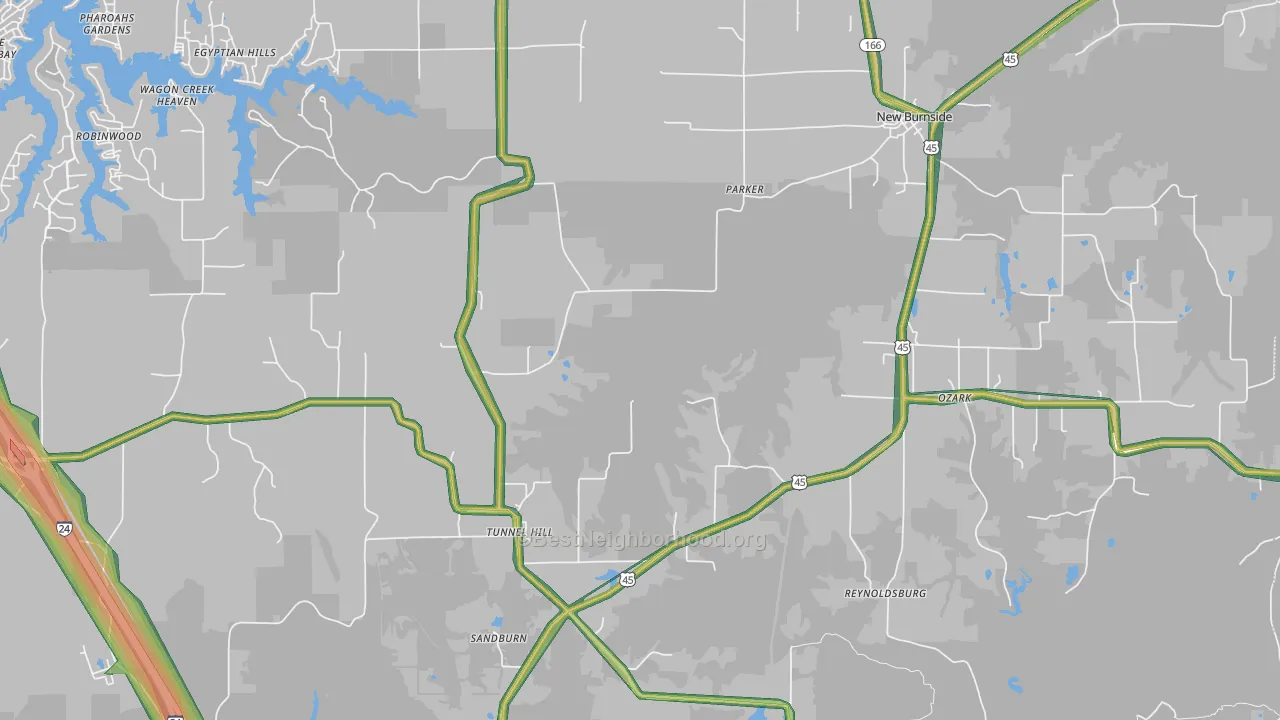 Ozark, IL Map of Noise Levels in Ozark