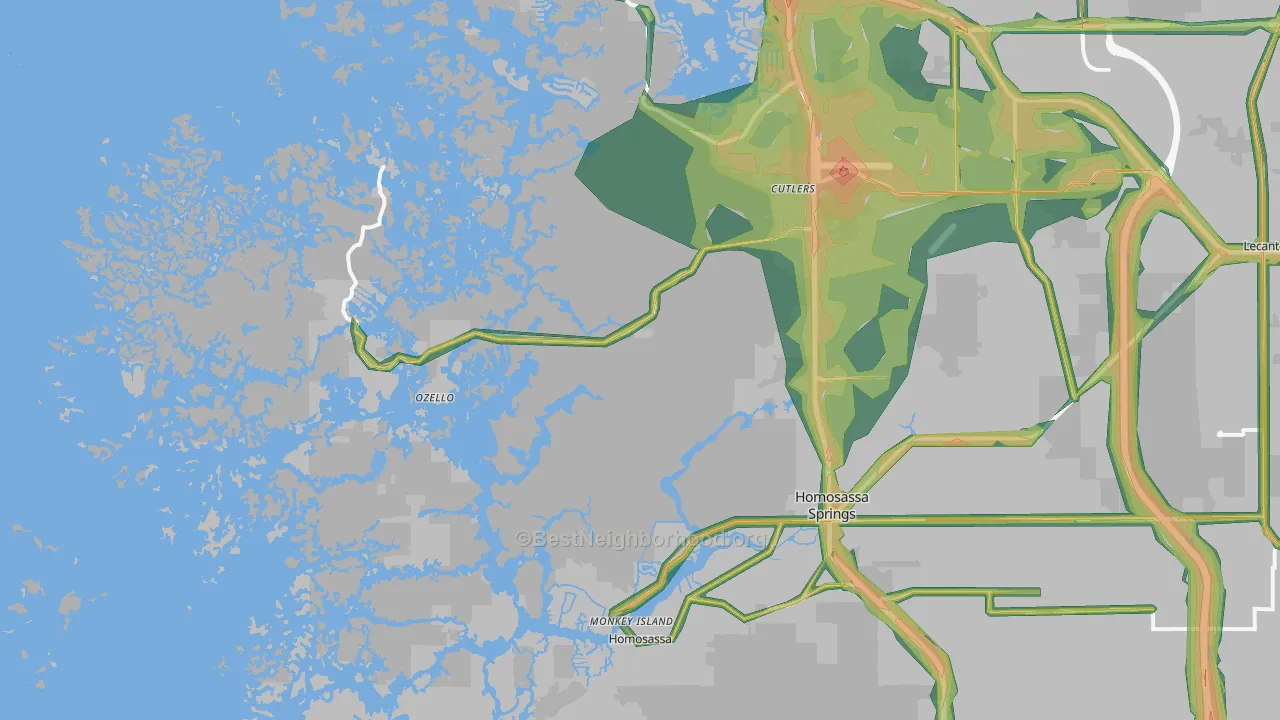 Ozello, FL Map of Noise Levels in Ozello