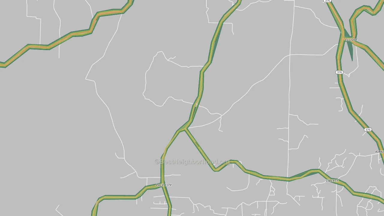 Pace City, AR Map of Noise Levels in Pace City