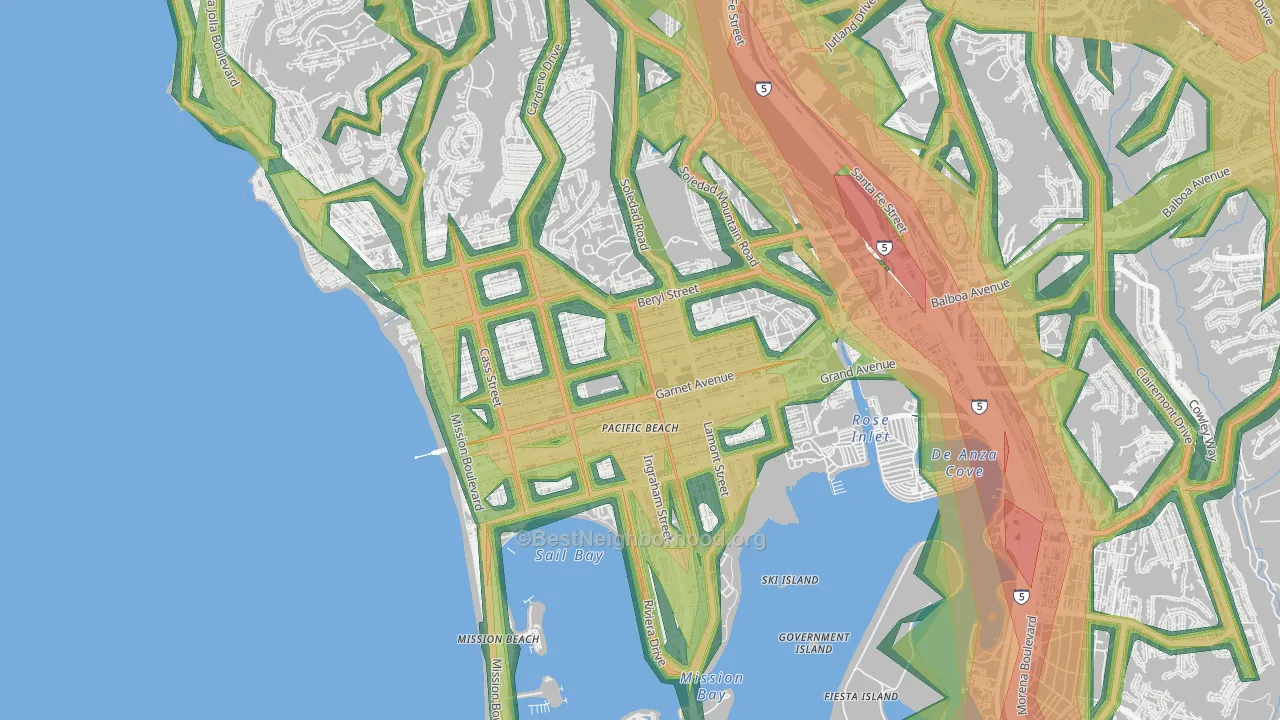 Pacific Beach, San Diego, CA Map of Noise Levels in Pacific Beach