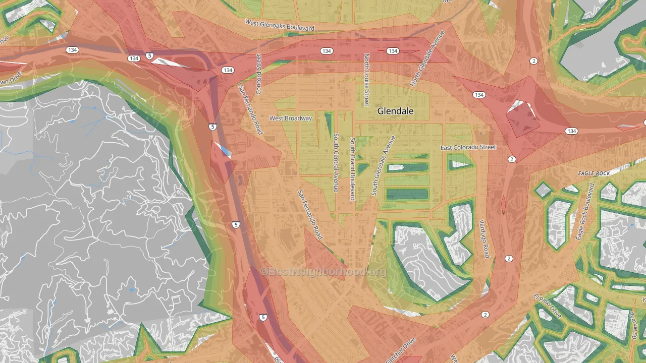 Pacific Edison, Glendale, CA Map of Noise Levels in Pacific Edison